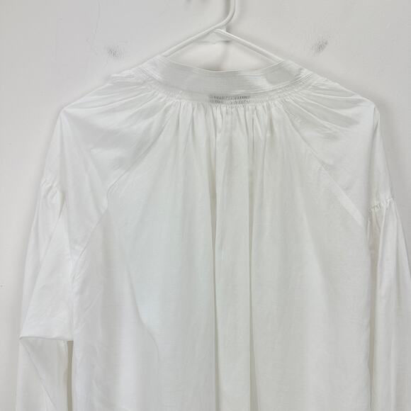 Madewell Shirred Long Sleeve Lightweight Flowy Blouse Cotton White Large NWT - Picture 14 of 15
